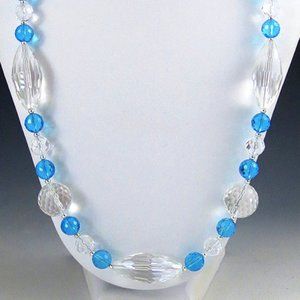 Crystal Quartz, Glass, & Sterling Silver Necklace